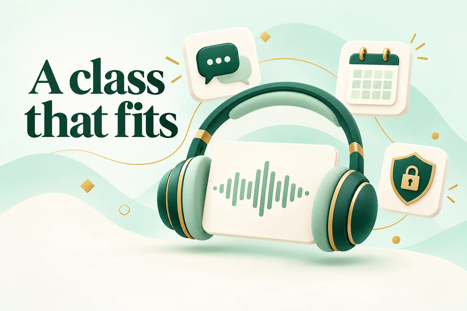 A class that fits: headphones with feedback, schedule and privacy icons